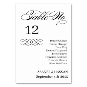 Celtic Knot Wedding Table Number Card Guest Name