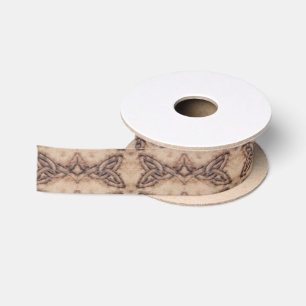 Celtic Knot Woodburned Pattern Satin Ribbon
