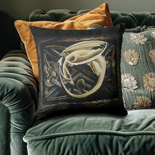Celtic Knot Work Cream Dragon Cushion