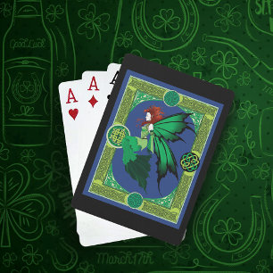 Celtic Knot Work Green Fairy Playing Cards