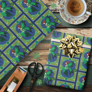 Celtic Knot Work Green Fairy Wrapping Paper