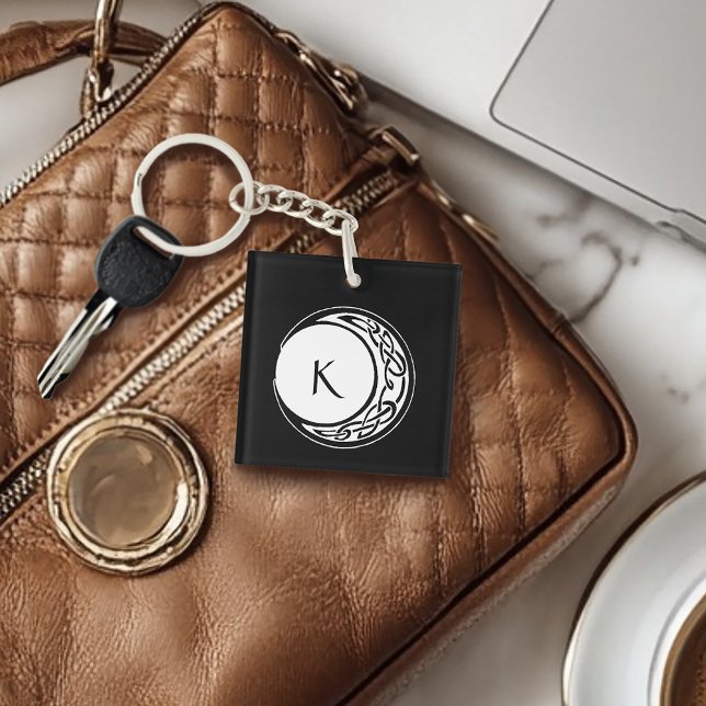 Celtic Knot Work Moon Circle Monogram Key Ring (Creator Uploaded)