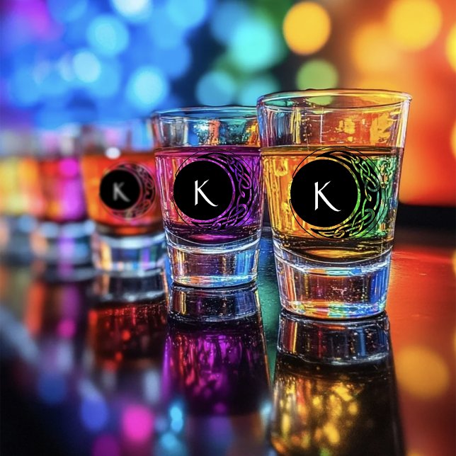 Celtic Knot Work Moon Circle Monogram Shot Glass (Creator Uploaded)