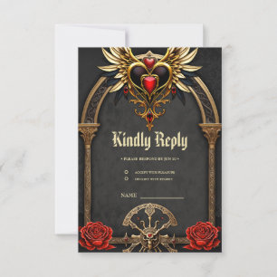 Celtic knots and a heart in Gothic elegance. RSVP Card