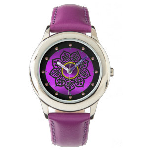 CELTIC KNOTS FLOWER AND PURPLE AMETHYST GEM STONES WATCH