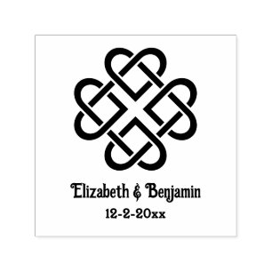 Celtic Knots Hearts Couple Names Date Self-inking Stamp