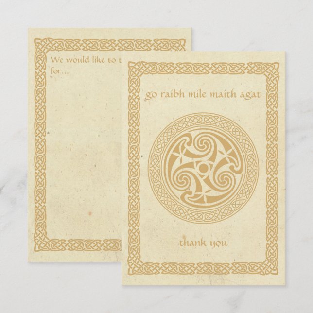 Celtic Knots Irish Gaelic Thank You Template (Front/Back)