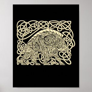 Celtic Knotwork Boar - Ancient Tribal Symbol Stick Poster