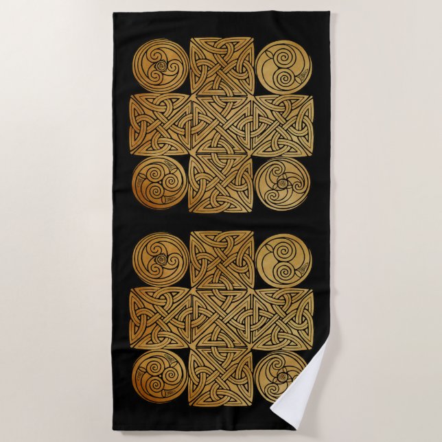 Celtic Knotwork Cross Beach Towel (Front)