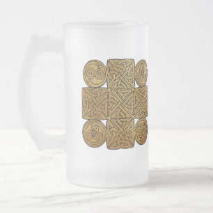 Celtic Knotwork Cross Frosted Glass Beer Mug