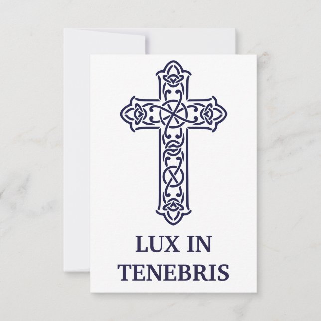 Celtic Knotwork Cross Holy Card | Pater Noster (Front)