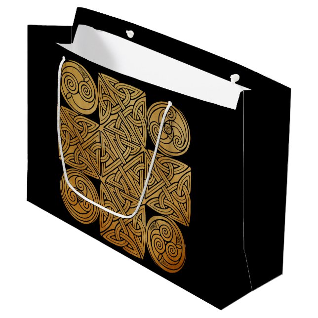 Celtic Knotwork Cross Large Gift Bag (Front Angled)