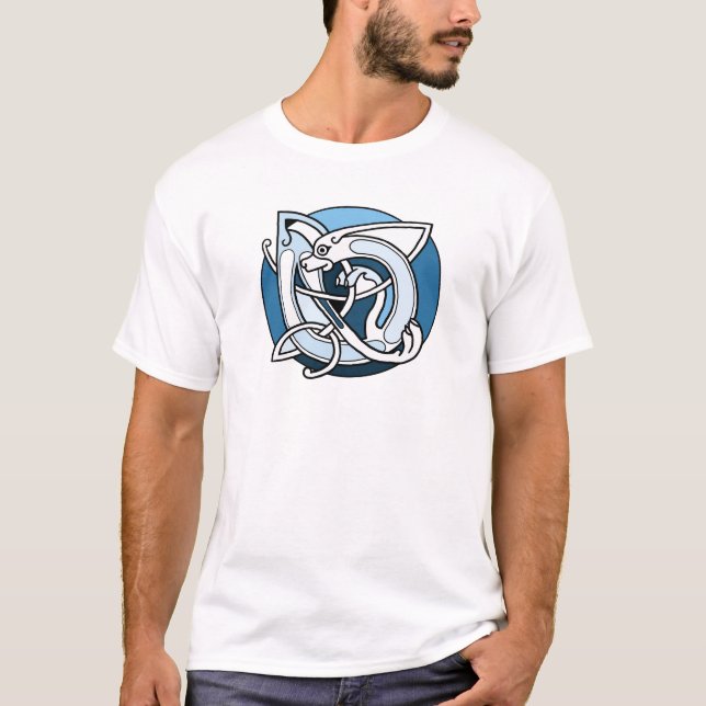 Celtic Knotwork Design - Blue Dog T-Shirt (Front)