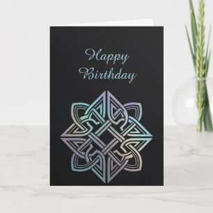 Celtic Knotwork Diamond Birthday Card Black