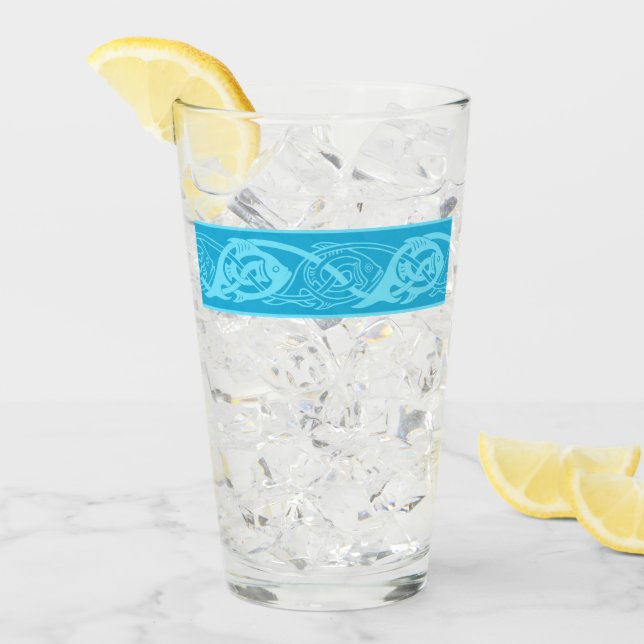 Celtic Knotwork Fish in Blue Glass (Front Ice)