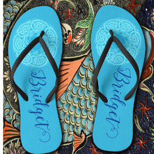 Celtic Knotwork Fish in Blue Personalised Flip Flops