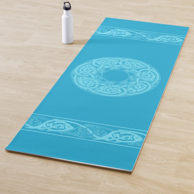 Celtic Knotwork Fish in Blue  Yoga Mat (In Situ)