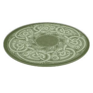 Celtic Knotwork Fish in Green Cutting Board