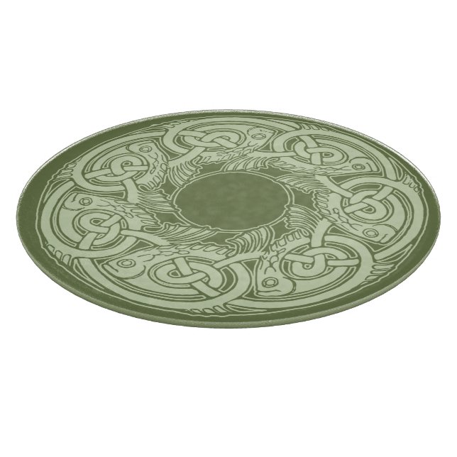 Celtic Knotwork Fish in Green  Cutting Board (Corner)