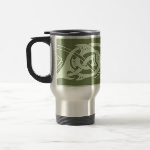 Celtic Knotwork Fish in Green Travel Mug