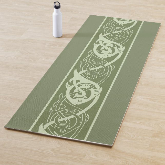 Celtic Knotwork Fish in Green  Yoga Mat (In Situ)