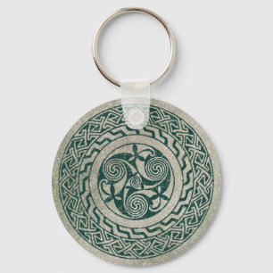 Celtic Knotwork Irish Medallion Pattern in Green Key Ring