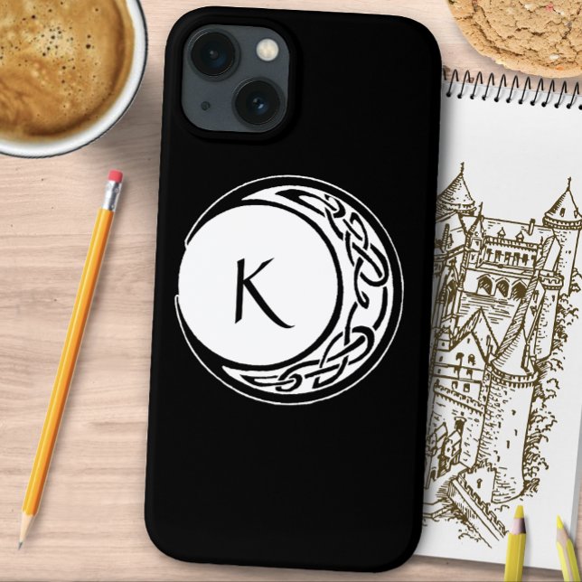 Celtic Knotwork Moon Circle Monogram Black White Case-Mate iPhone Case (Creator Uploaded)