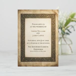 Celtic Knotwork Parchment Wedding Invitation Vin