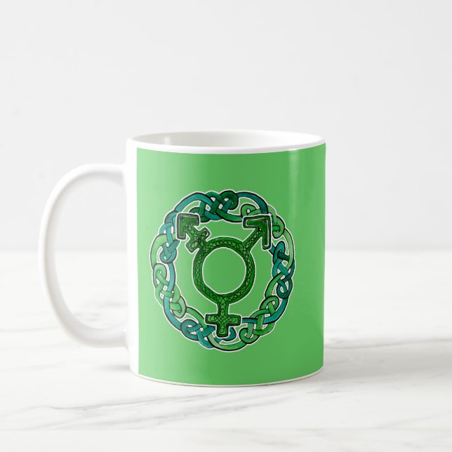 Celtic Knotwork Transgender Symbol Coffee Mug (Left)