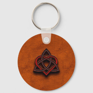 Celtic Knotwork Valentine Heart Canvas Texture 1 Key Ring