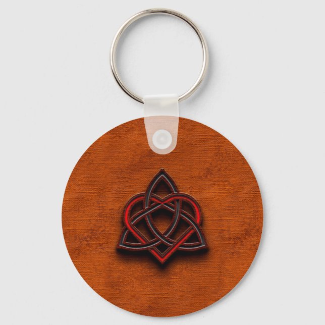 Celtic Knotwork Valentine Heart Canvas Texture 1 Key Ring (Front)