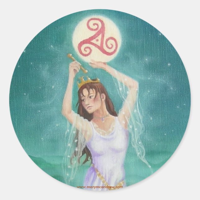 "Celtic Lady of the Lake" Classic Round Sticker (Front)