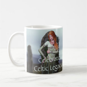 Celtic Lady Posing in Front of Ancient Stones Coffee Mug