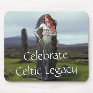 Celtic Lady Posing in Front of Ancient Stones Mouse Mat