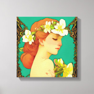 Celtic Lady with Flowers in her Hair Canvas Print