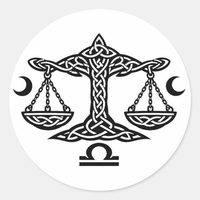    Celtic Libra Scales by BurnsInHell Classic Round Sticker (Front)
