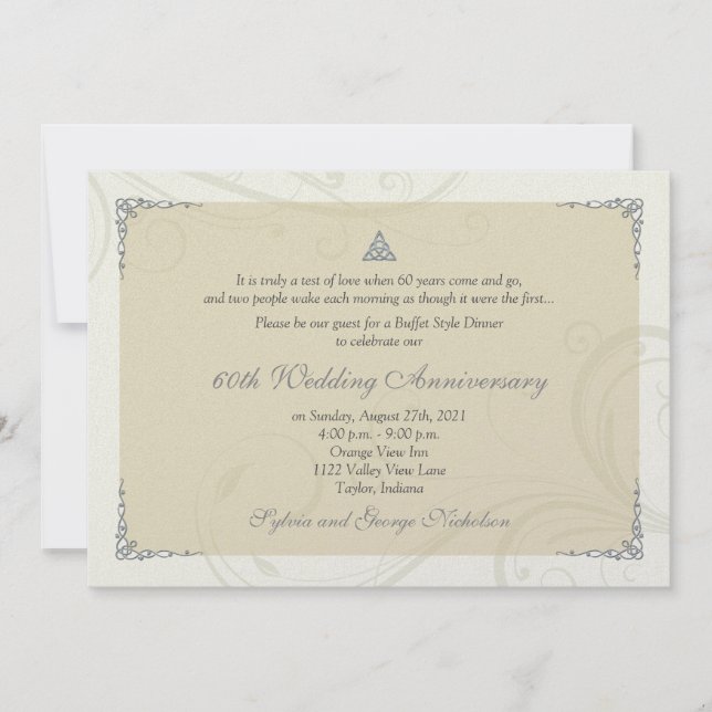 Celtic Love Knot Diamond Wedding Anniversary Invitation (Front)