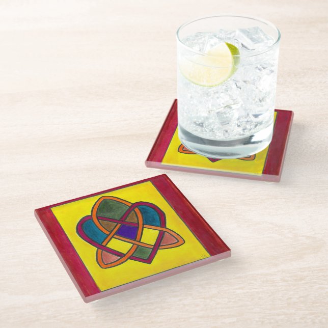 Celtic love knot glass coaster (Angled)