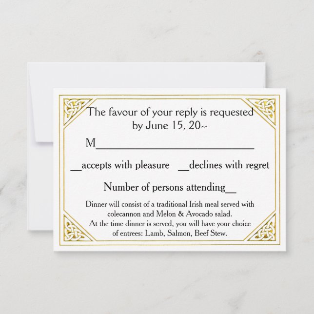 Celtic Love Knot Wedding RSVP, Reply, Cards Notes (Front)