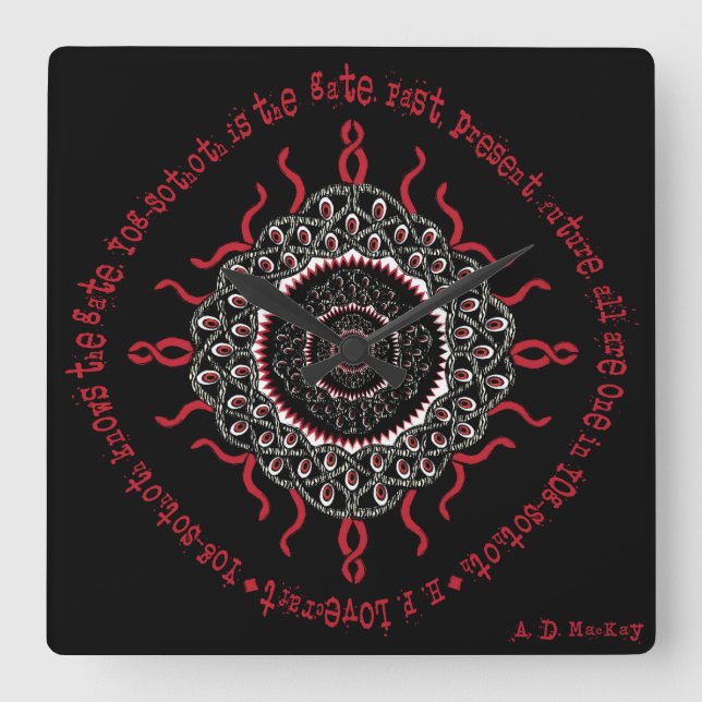 Celtic Lovecraftian Cosmic Monster Deity Square Wall Clock (Front)