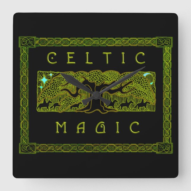 Celtic Magic - The Great Tree Square Wall Clock (Front)