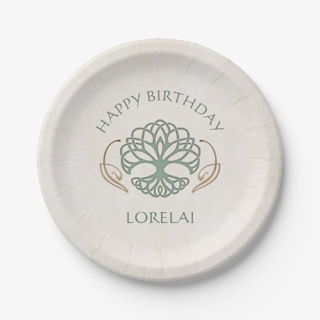 Celtic Mediaeval Fantasy Birthday Paper Plate (Front)