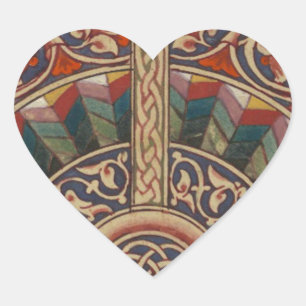 Celtic Mediaeval Half Circle Design Heart Sticker