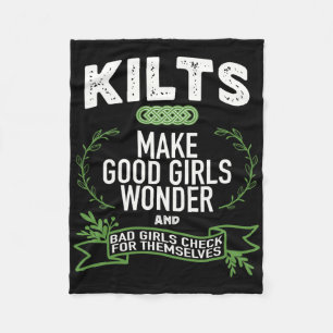 Celtic Men In Kilts Women Wonder Joke St. Patricks Fleece Blanket