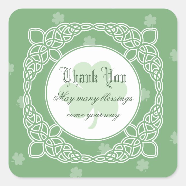 Celtic Mist Square Thank You Stickers (Front)