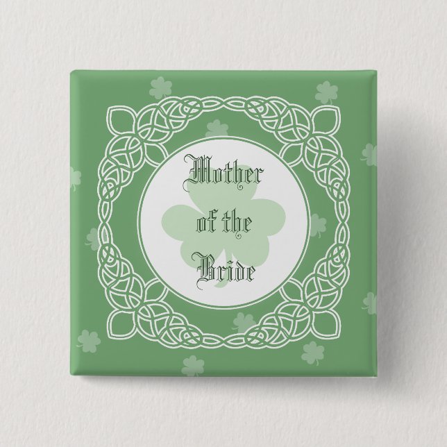 Celtic Mist Wedding Party Buttons - Green (Front)