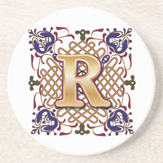Celtic Monogram Letter R Coaster (Front)
