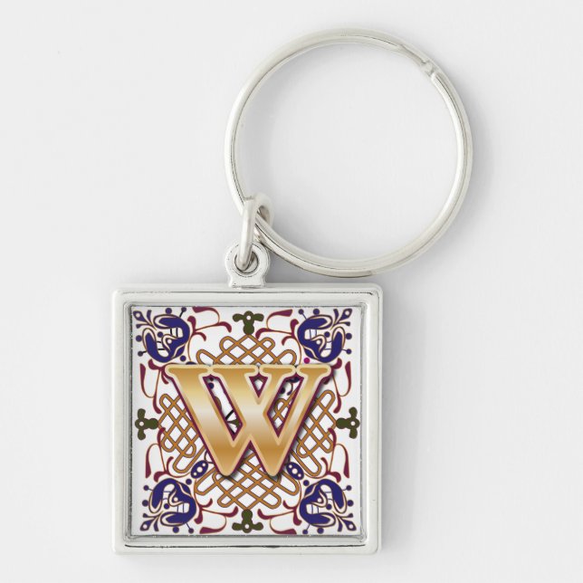 Celtic Monogram Letter W Key Ring (Front)