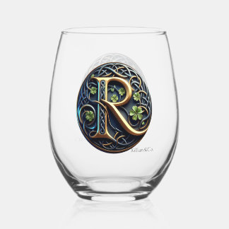 Celtic Monogram Whine Glass Set