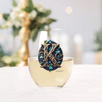 Celtic Monogram Wine Glass Set